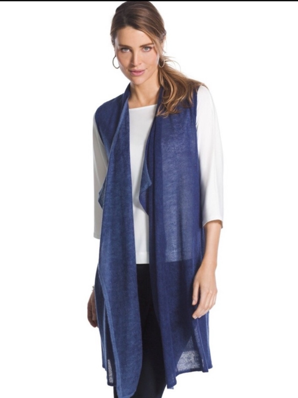 NWOT Chico’s Veena Long Blue Vest